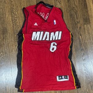 Lebron James Adidas Red Miami Jersey with Number 6